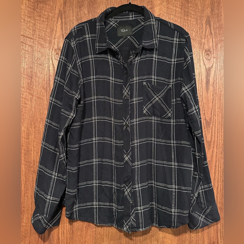 Black Plaid Button-Up Shirt